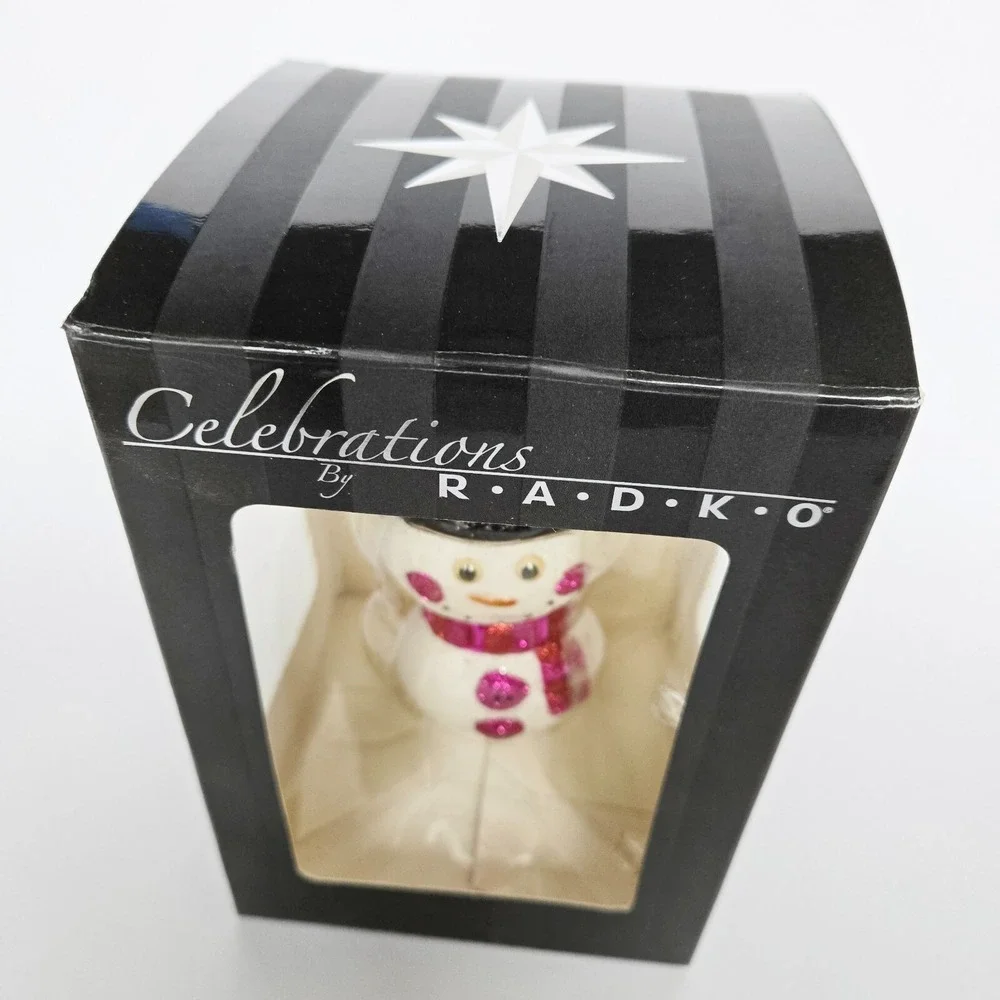 Christopher Radko Celebrations Glitter SNOWMAN 2008 Original Box‎ EUC